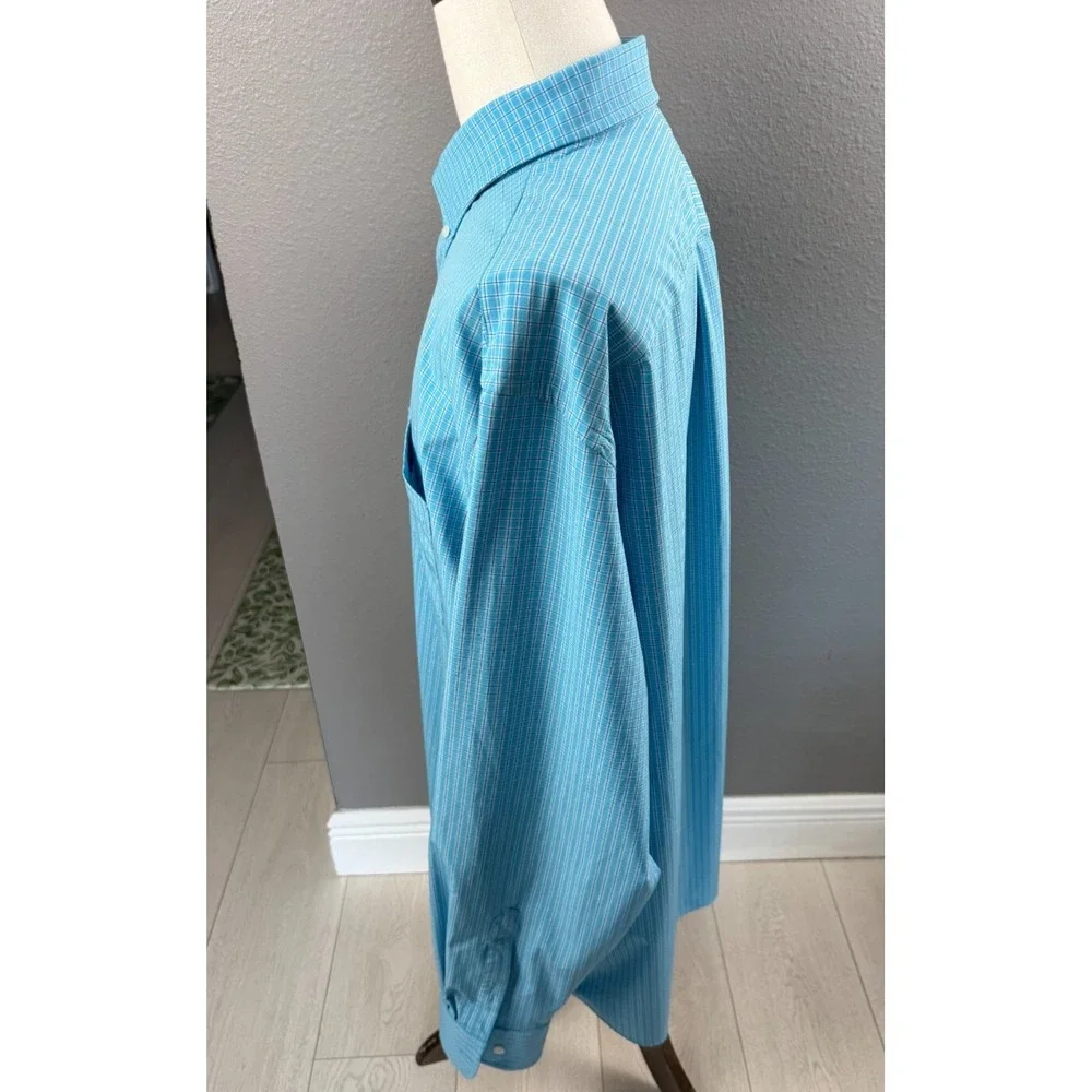 Land's End Blue Performnce Fit Golf Activewar Long Sleeve Button Shirt 2XLT - Picture 4 of 5